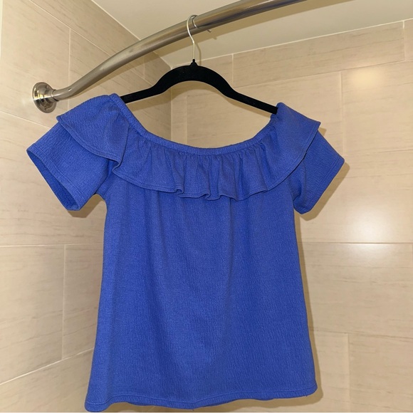 LOFT Blue Ruffled Blouse - Picture 2 of 3